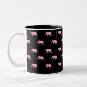Niedliche Schwarz-Rosa-Elefanten Zweifarbige Tasse (Links)