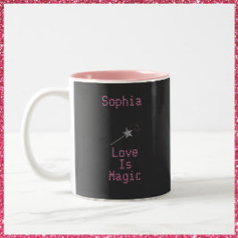 Niedliche Schwarz-Rosa-Liebe ist magisch Zweifarbige Tasse