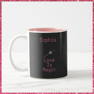 Niedliche Schwarz-Rosa-Liebe ist magisch Zweifarbige Tasse