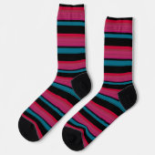 Niedliche schwarz-rosa Streifen Socken (Linkes Detail)