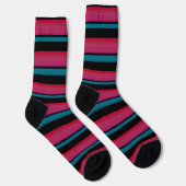 Niedliche schwarz-rosa Streifen Socken (Rechts)