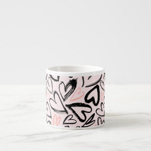 Niedliche Schwarz-Rosa-Valentinstag-Herzen Espressotasse