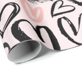 Niedliche Schwarz-Rosa-Valentinstag-Herzen Geschenkpapier (Rolleneckpunkt)