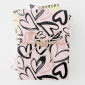 Niedliche Schwarz-Rosa-Valentinstag-Herzen Pastell Geschenkpapier Set (Beispiel)