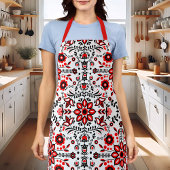 Niedliche Schwarz-Rot-Flora-Skandinavien Bandanna Schürze