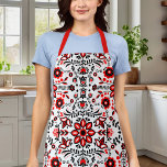 Niedliche Schwarz-Rot-Flora-Skandinavien Bandanna Schürze<br><div class="desc">Niedliche Schwarz-Rot-Flora-Skandinavien Bandanna Schürze</div>