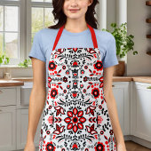 Niedliche Schwarz-Rot-Flora-Skandinavien Bandanna Schürze