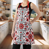 Niedliche Schwarz-Rot-Flora-Skandinavien Bandanna Schürze