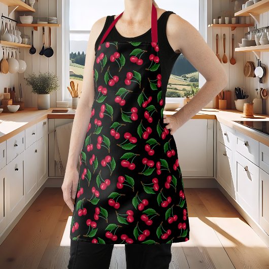 Niedliche Schwarz-Rot-Kirschen Schürze