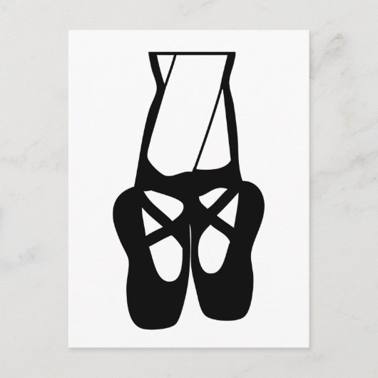 Niedliche Schwarz-Weiß-Ballet-Slippers und -Pointe Postkarte (Vorderseite)