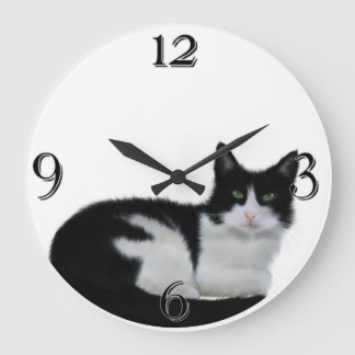Niedliche Schwarz-Weiß-Cam-Uhr Große Wanduhr