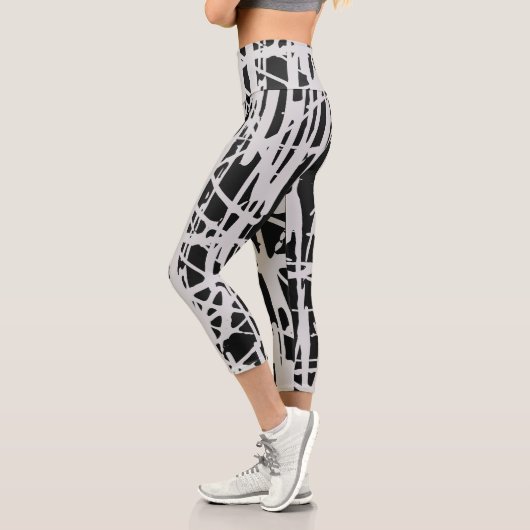 Niedliche Schwarz/Weiß Capri Leggings (Links)