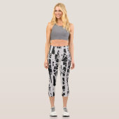 Niedliche Schwarz/Weiß Capri Leggings (Vorderseite)