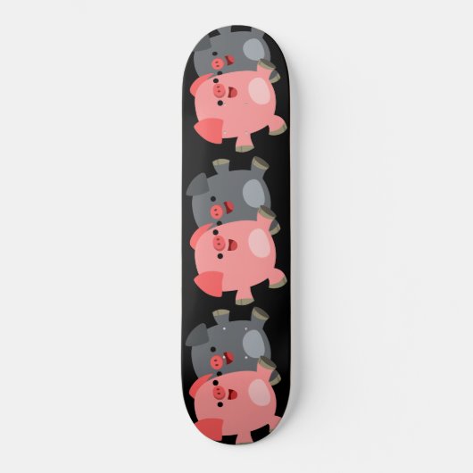 Niedliche Schwarz-Weiß-Cartoon-Skate-Tafel Skateboard (Vorderseite)