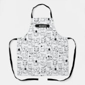 Niedliche Schwarz-Weiß-Doodle-Katzen-Musterkatze Schürze (Vorderseite)