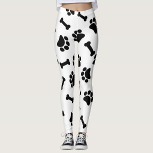 Niedliche Schwarz-Weiß-Drucke Leggings