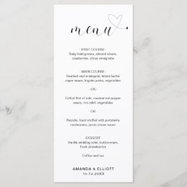 Niedliche Schwarz-Weiß-Einfache Hochzeit Menükarte