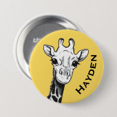 Niedliche Schwarz-Weiß-Giraffe Zeichnend Personali Button (Vorne & Hinten)