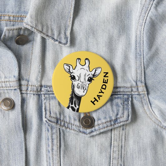 Niedliche Schwarz-Weiß-Giraffe Zeichnend Personali Button (Beispiel)