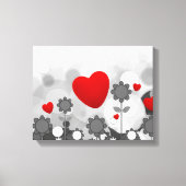 Niedliche Schwarz/Weiß/Graue Blume mit Big Red Hea Leinwanddruck (Vorderseite)