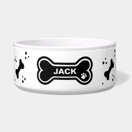 Niedliche Schwarz-Weiß-Hunde-Knochen Personalisier Napf