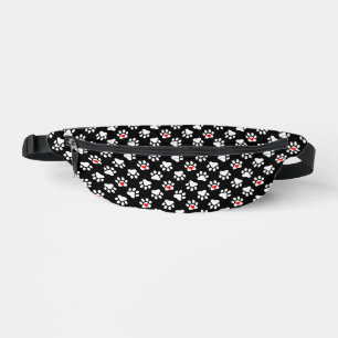 Niedliche Schwarz-Weiß-Hundepaws mit Herzmuster Bauchtasche