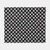 Niedliche Schwarz-Weiß-Hundepaws mit Herzmuster Fleecedecke (Vorderseite (Horizontal))