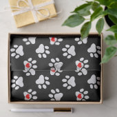 Niedliche Schwarz-Weiß-Hundepaws mit Herzmuster Seidenpapier (Geschenk)