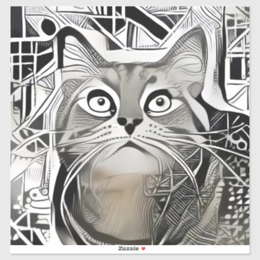 Niedliche Schwarz-Weiß-Katze Aufkleber auf der Lap (Blatt)