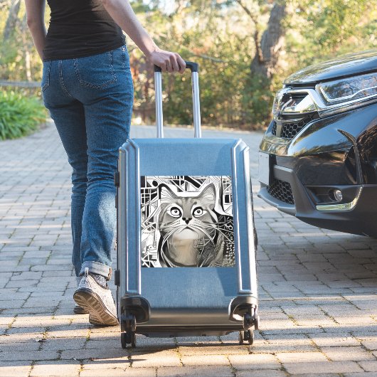 Niedliche Schwarz-Weiß-Katze Aufkleber auf der Lap (Koffer Insitu)