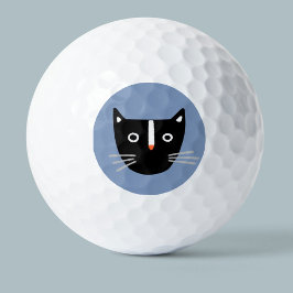 Niedliche Schwarz-Weiß-Katze Golfball