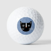 Niedliche Schwarz-Weiß-Katze Golfball (Vorderseite)