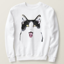 Niedliche Schwarz-Weiß-Katze lacht Sweatshirt
