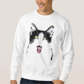 Niedliche Schwarz-Weiß-Katze lacht Sweatshirt (Vorderseite)