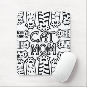 Niedliche Schwarz-Weiß-Katze Mama mit Katzenpfoten Mousepad (Mit Mouse)