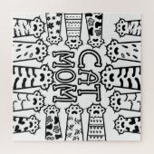 Niedliche Schwarz-Weiß-Katze Mama mit Katzenpfoten Puzzle (Horizontal)