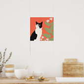 Niedliche Schwarz-Weiß-Katze Poster (Küche)