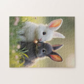 Niedliche Schwarz-Weiß-Kinderbrötchen auf einer Wi Puzzle (Horizontal)