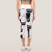 Niedliche Schwarz-Weiß-Kitten-Katze Lover Capri Leggings (Rückseite)