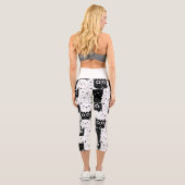 Niedliche Schwarz-Weiß-Kitten-Katze Lover Capri Leggings (Rückseite)
