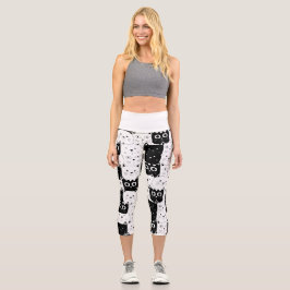 Niedliche Schwarz-Weiß-Kitten-Katze Lover Capri Leggings