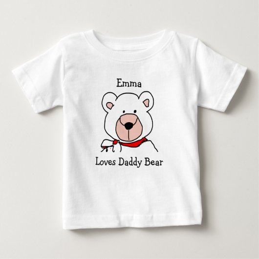 Niedliche Schwarz-Weiß-Liebe Daddy Bär Baby T-shirt (Vorderseite)
