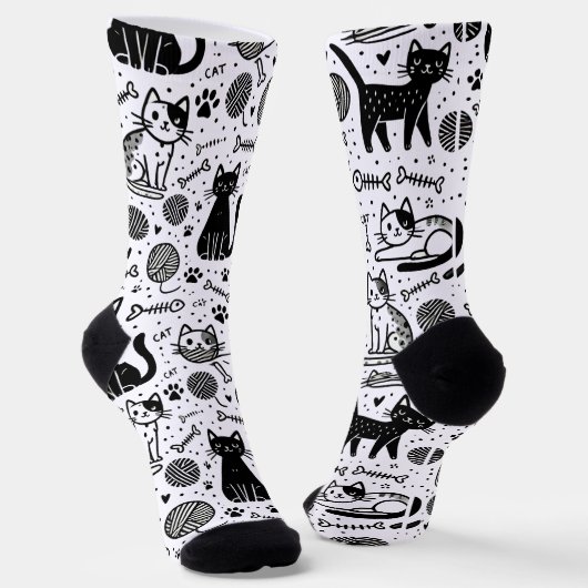 Niedliche Schwarz-Weiß-Muster-Socken Minimalistisc Socken (Gewinkelt)