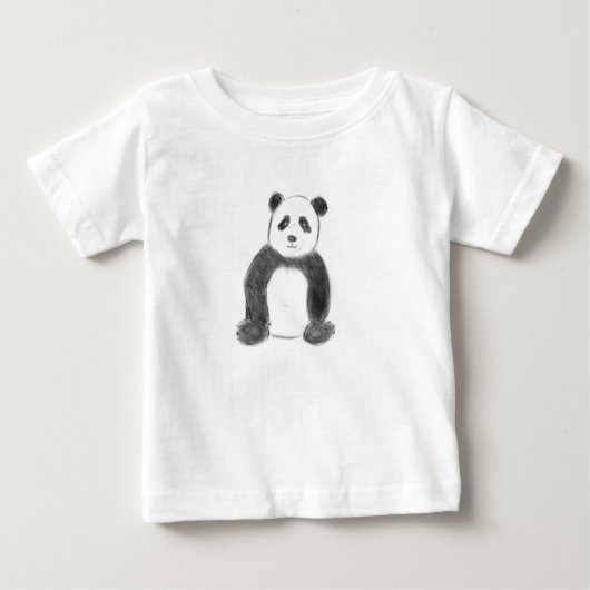 Niedliche Schwarz-Weiß-Panda-Skizze Baby T-shirt (Vorderseite)
