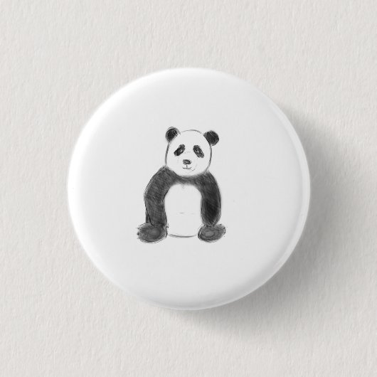 Niedliche Schwarz-Weiß-Panda-Skizze Button (Vorderseite)