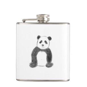 Niedliche Schwarz-Weiß-Panda-Skizze Flachmann