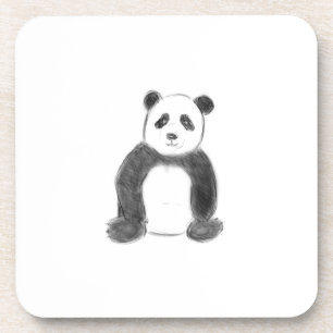 Niedliche Schwarz-Weiß-Panda-Skizze Getränkeuntersetzer