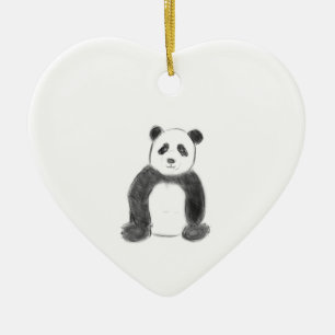 Niedliche Schwarz-Weiß-Panda-Skizze Keramik Ornament