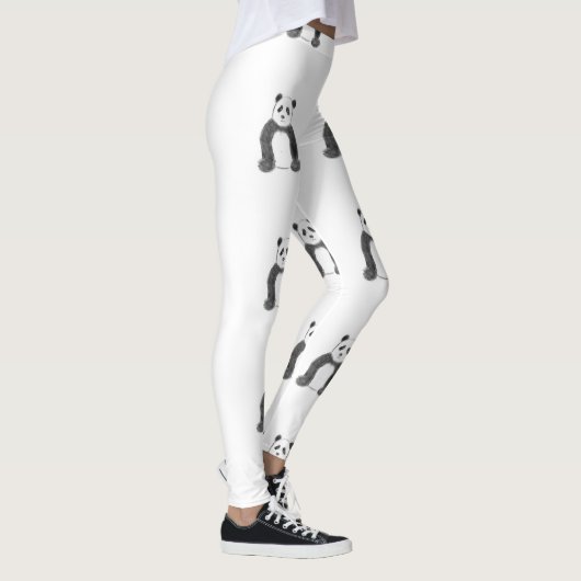 Niedliche Schwarz-Weiß-Panda-Skizze Leggings (Rechts)
