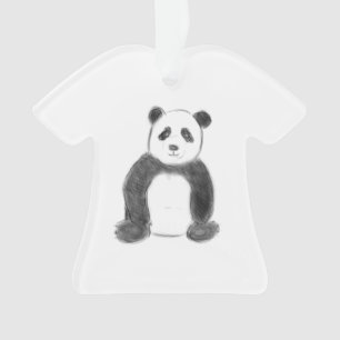 Niedliche Schwarz-Weiß-Panda-Skizze Ornament